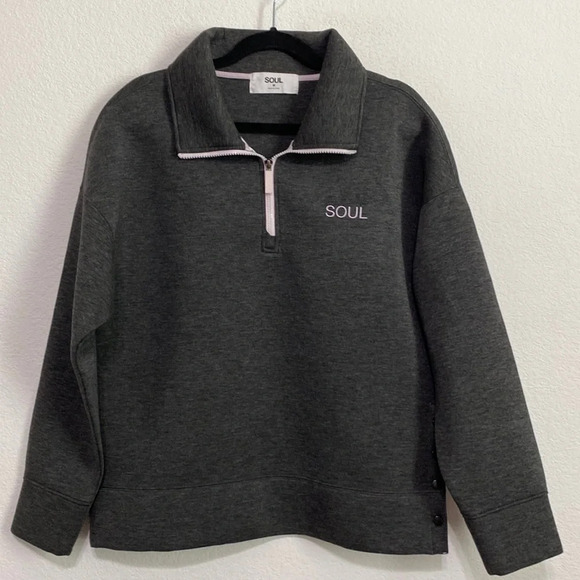 Soul by SoulCylce Spacer Snap 1/4 Zip Sweatshirt Pullover Gray Size Medium - Picture 3 of 10